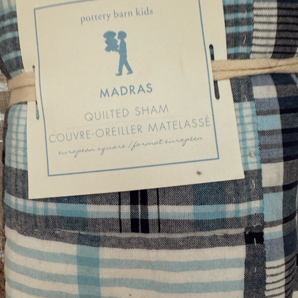Pottery Barn Kids Blue and Black Plaid Sham